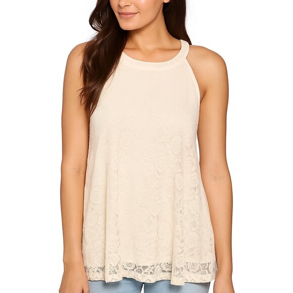 Torrid Women's Peach Lace Floral Halter Neck Sleeveless Tank Top Size 2X - Picture 1 of 7